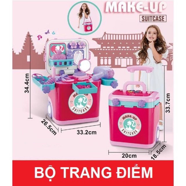 Đồ chơi vali balo trang điểm,bán kem bánh kẹo bác sĩ 2in 1 cho bé