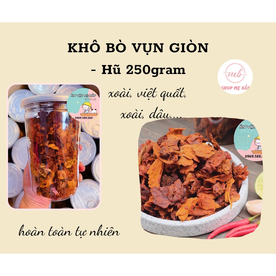 Khô Bò Vụn Giòn Hồng Ngự - Hũ 250Gram - Shop Mẹ Bắp - 100% thịt bò sạch | BigBuy360 - bigbuy360.vn