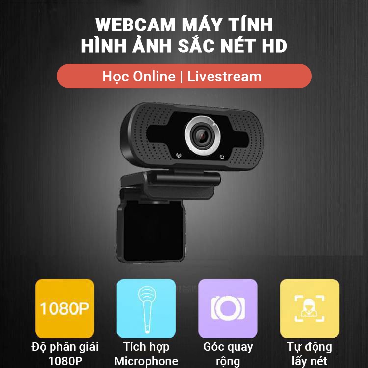 (Hỏa Tốc) Webcam máy tính FullHD 1080p có Mic rõ nét - Thu hình cho máy tính, pc, TV, để bàn - Rõ nét - Chân thực W8