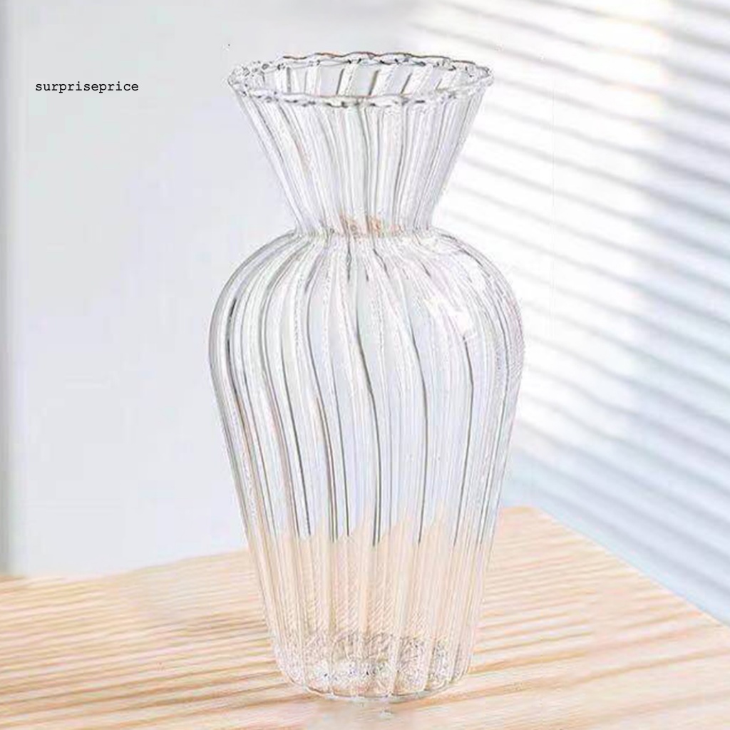 Bình Hoa Trong Suốt Họa Tiết Kẻ Sọc Phong Cách Bắc Âu