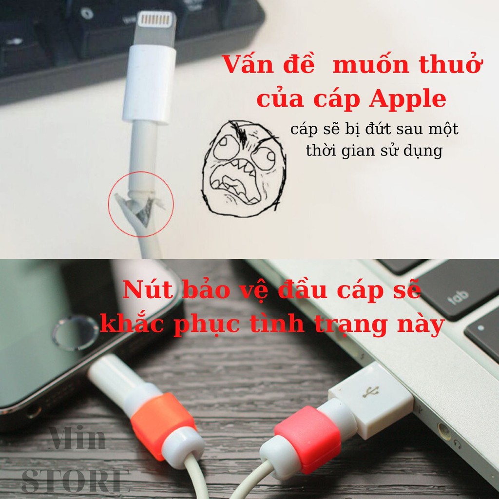 ( Combo 2 Cái ) Nút Bảo Vệ Đầu Cáp Sạc, Đầu Tai Nghe, Chống Va Đập Đứt Gãy - Min STORE