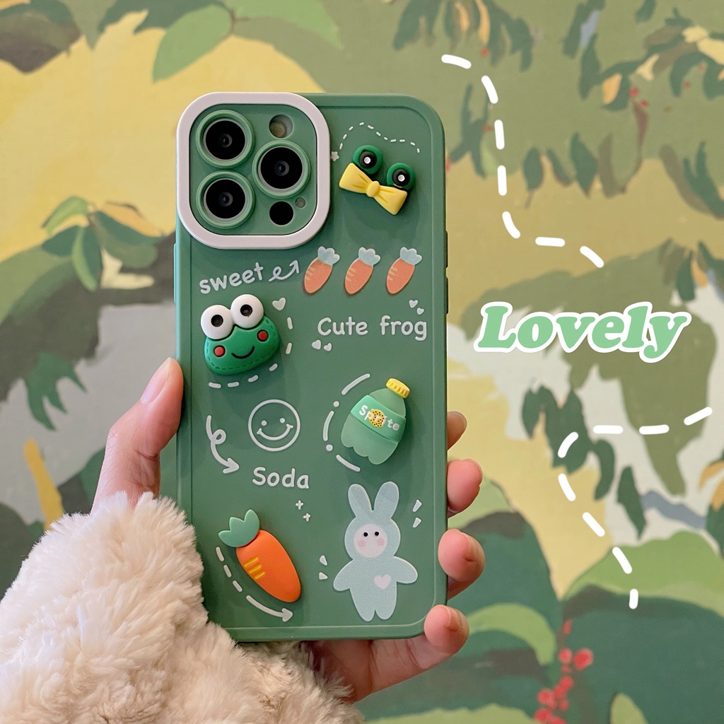 Ốp Điện Thoại Tpu Màu Xanh Lá Hình Thỏ/Ếch Cho Iphone 13 Pro Max 12 Pro Max 11 Pro Max Xs Max Xr X 7 8 Plus