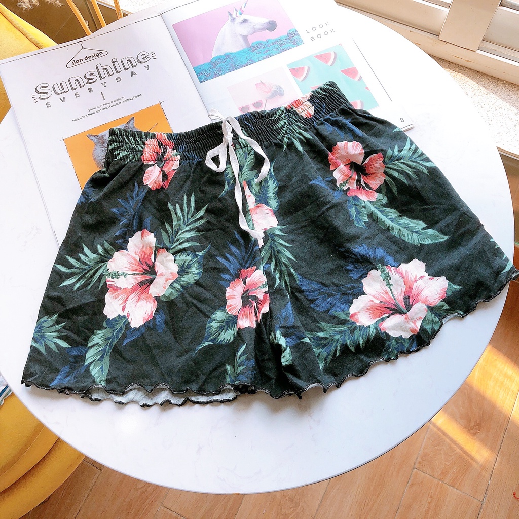 Quần short thun xòe nhiều hoạ tiết cạp chun , Quần ngủ thái lan vải cotton mịn mát co giãn 4 chiều  QK0412 | BigBuy360 - bigbuy360.vn