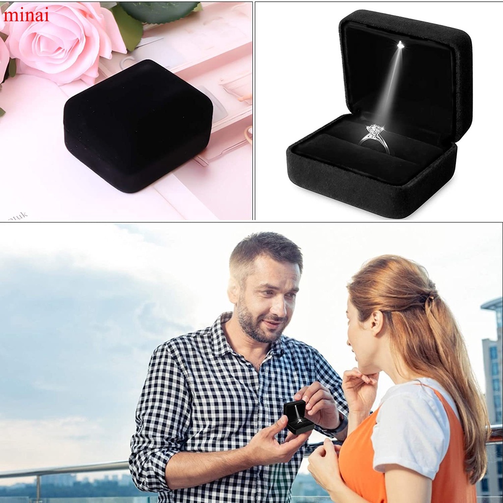 Hộp đựng nhẫn bằng nhung có đèn LED đa năng độc đáo