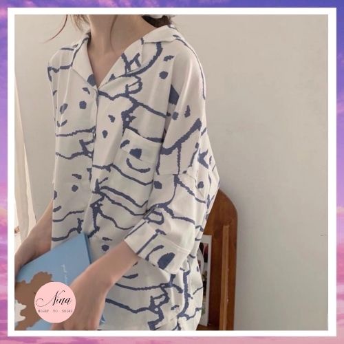 Set Đồ Bộ Ngủ Nữ Hình Gấu Chất Cotton Dày Dặn NinaStore [Ảnh Feedback + Video]