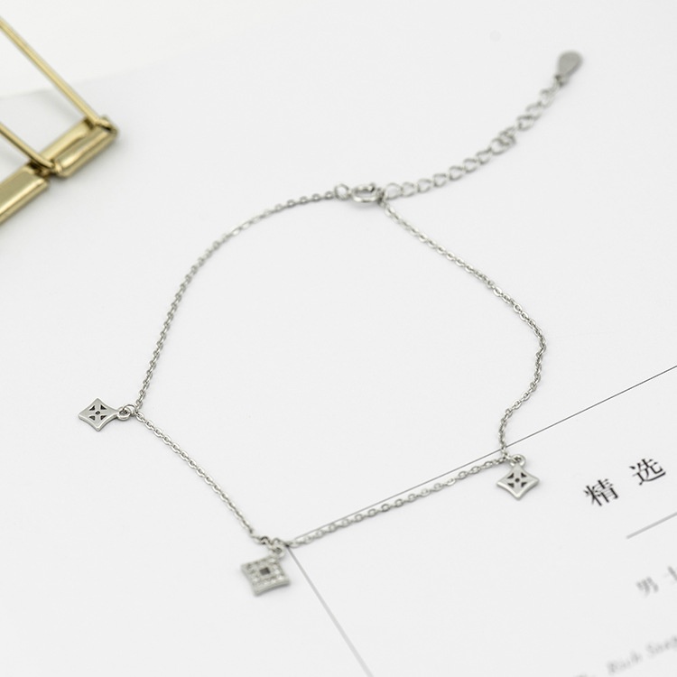 Vòng Chân Nữ Bạc Italy S925 Cao Cấp Hình Vuông LC1761 - Bảo Ngọc Jewelry