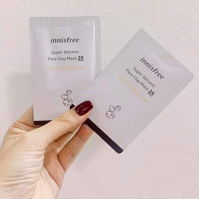 (Gói sample - 3ml) Mặt nạ đất sét Innisfree Super Volcanic Pore Clay Mask 2X | Tro núi lửa