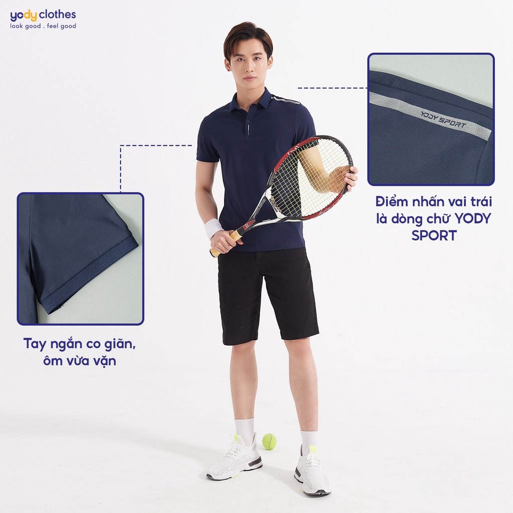 Áo polo thể thao nam YODY vải Airy Cool Basic mềm mịn nhanh khô thấm hút mồ hôi tốt SAM5007