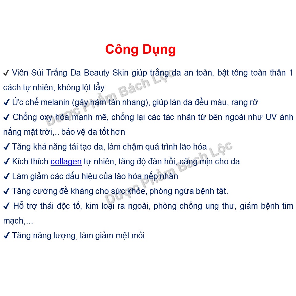 Viên Sủi Trắng Da Beauty Skin+, Bổ Sung Collagen Hỗ Trợ Làm Đẹp Da, Giảm Lão Hóa Da