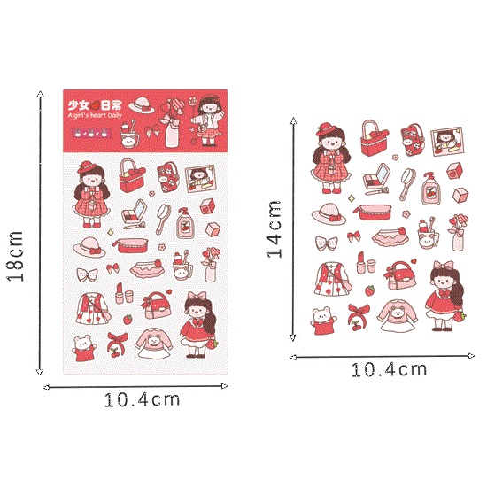 Set 4 Tấm Sticker Cute 2D Dán Bình Nước, Laptop, Điện Thoại