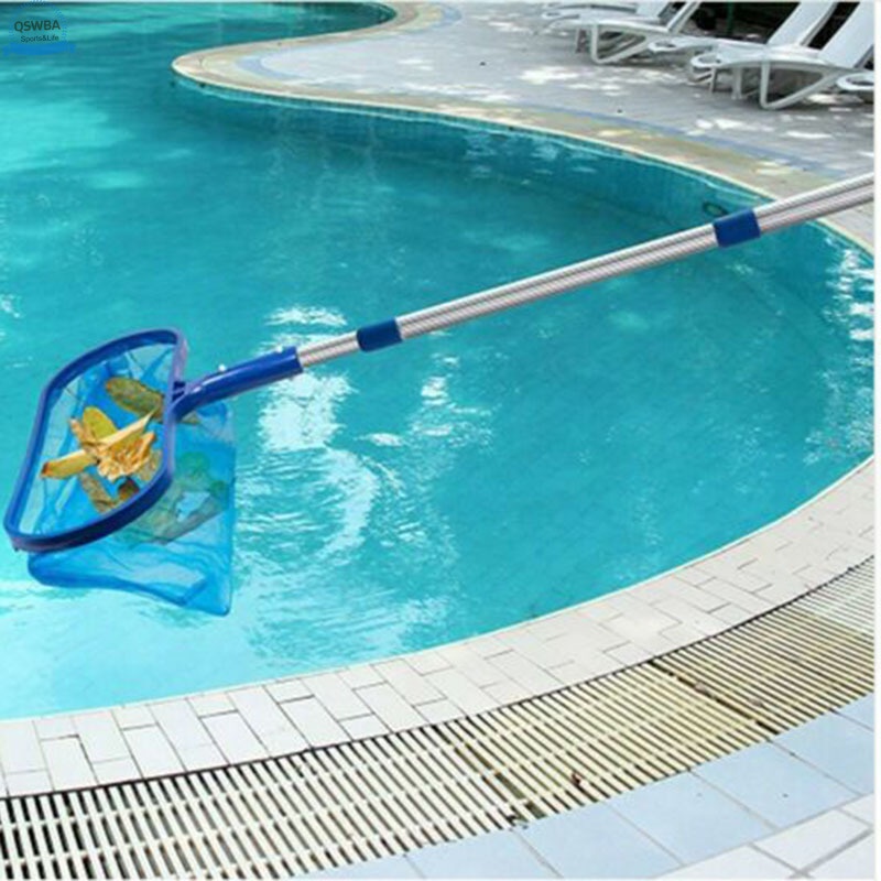 Qswba Swimming Pool Deep Bag Leaf Rake Mesh Skimmer With Telescopic Pole Cleaning Tool