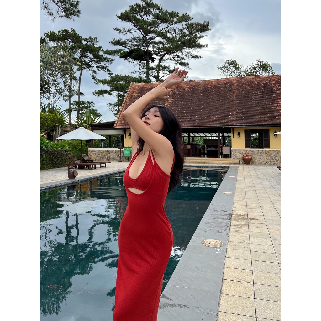 Set đầm 2 dây ôm body dáng dài phối áo bra thun tôn dáng - Byveestyle