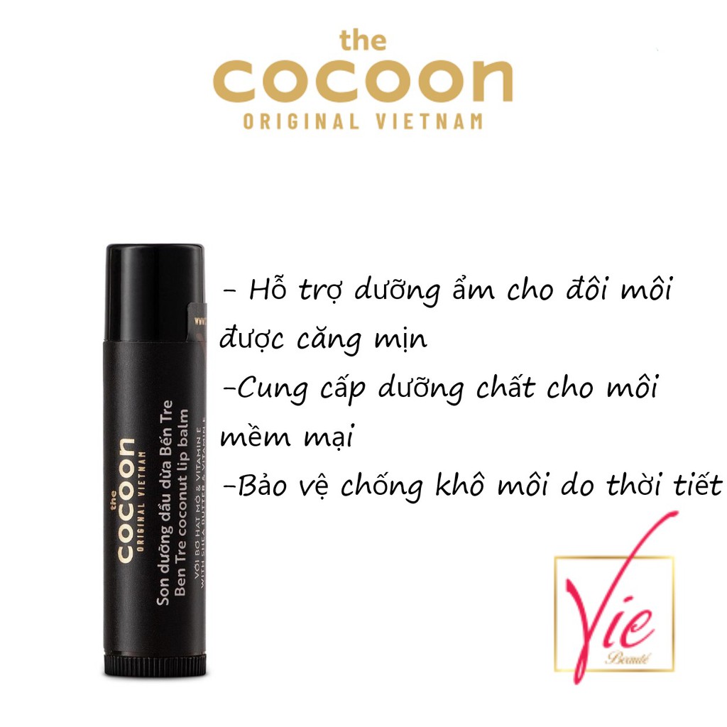 Son Dưỡng COCOON Dầu Dừa Bến Tre chống thâm môi &amp; khô môi - COCOON Ben Tre Coconut Lip Balm 5G