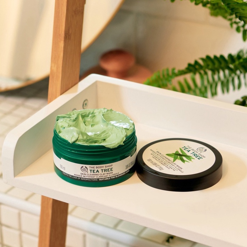 Mặt nạ đất sét da mụn tea tree the body shop skin clearing clay mask 100ml