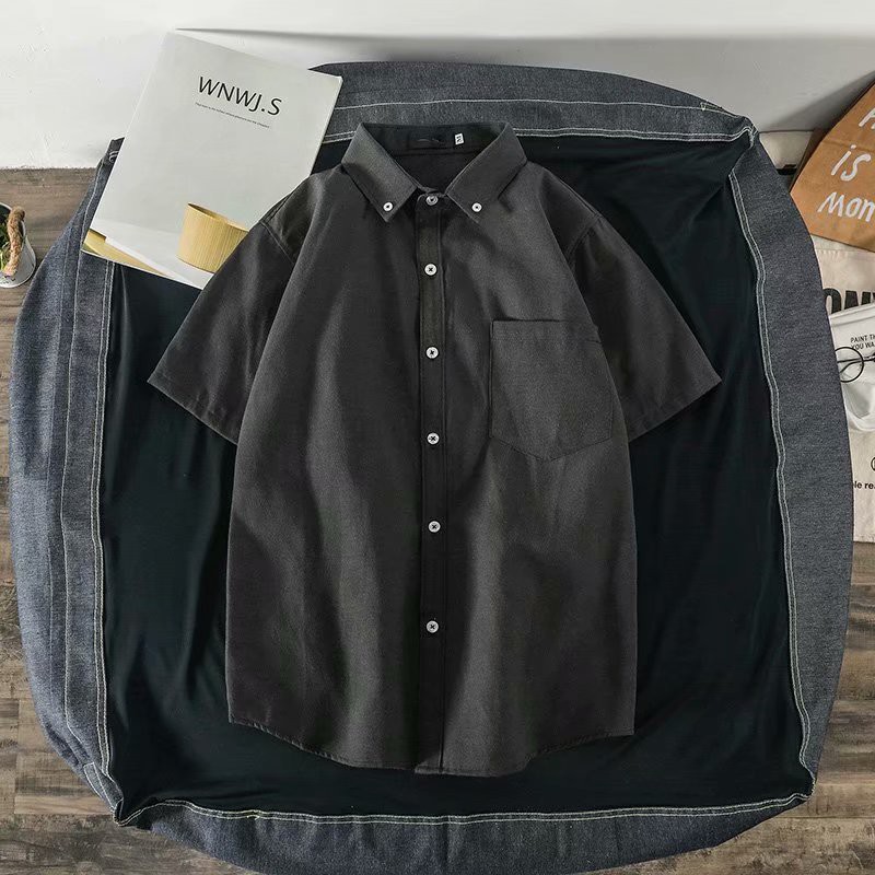 Áo sơ mi tay ngắn màu trơn thời trang dành cho nam