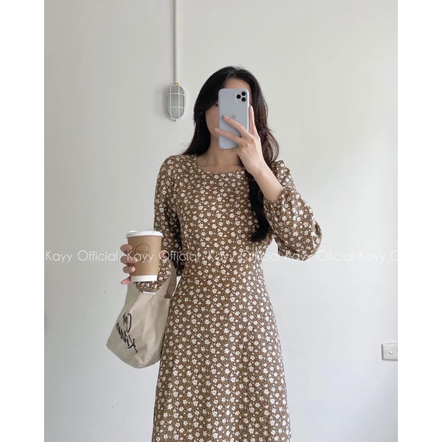 [HÀNG SẴN]VÁY-ĐẦM HOA NHUNG VINTAGE K.ER CỔ TRÒN CÓ DÂY THẮT EO HÀNG QUẢNG CHÂU | BigBuy360 - bigbuy360.vn