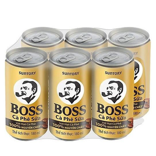 Lốc 6 lon Cà phê sữa Boss