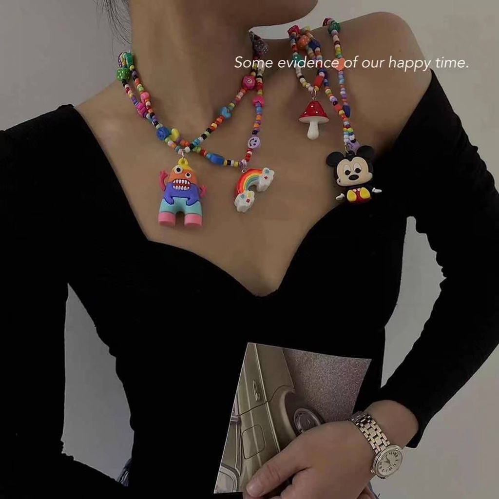 Dây Chuyền Mặt Quái Vật Hoạt Hình Nhiều Màu Sắc Phong Cách Giáng Sinh Mới Cho Nữ Coll