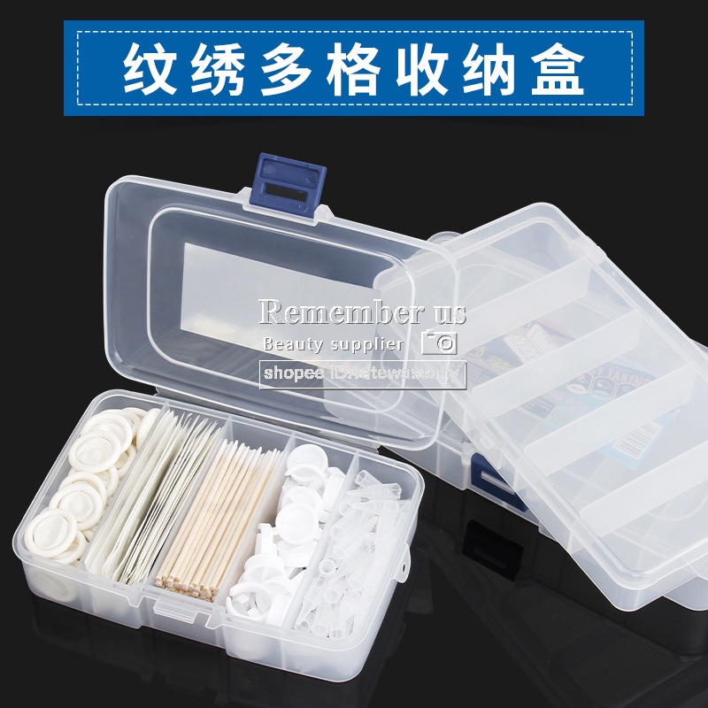 Microblading Plastic Multi-Cell Storage SubPacking Tattoo Cung cấp ngón tay vòng mực cầm tay Needle Tip Cotton Box