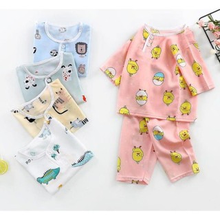 Bộ ngủ cotton lụa cho bé hàng Quảng Châu