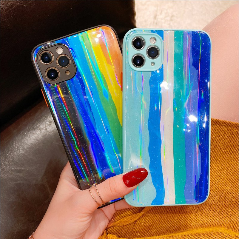 Ốp Lưng Silicone Cứng In Hình Cầu Vồng Nhiều Màu Cho Iphone 11 Pro Max 12mini Xs Max Xr Xs 6 6s 7 8 8plus