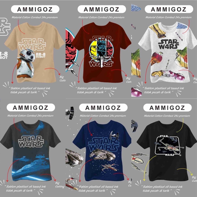 Áo Thun Starwars size 4-12 Tuổi Của Trẻ Em Ammigoz