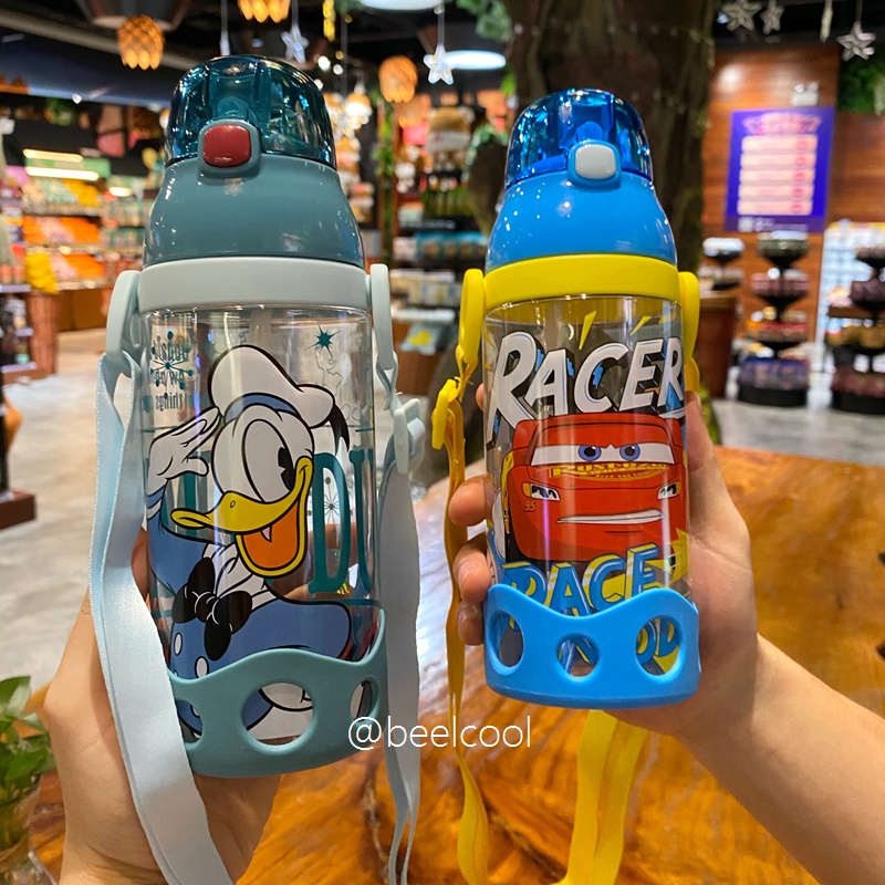Bình Nước Nhựa Có Ống Hút Họa Tiết Disney Dễ Thương Cho Bé