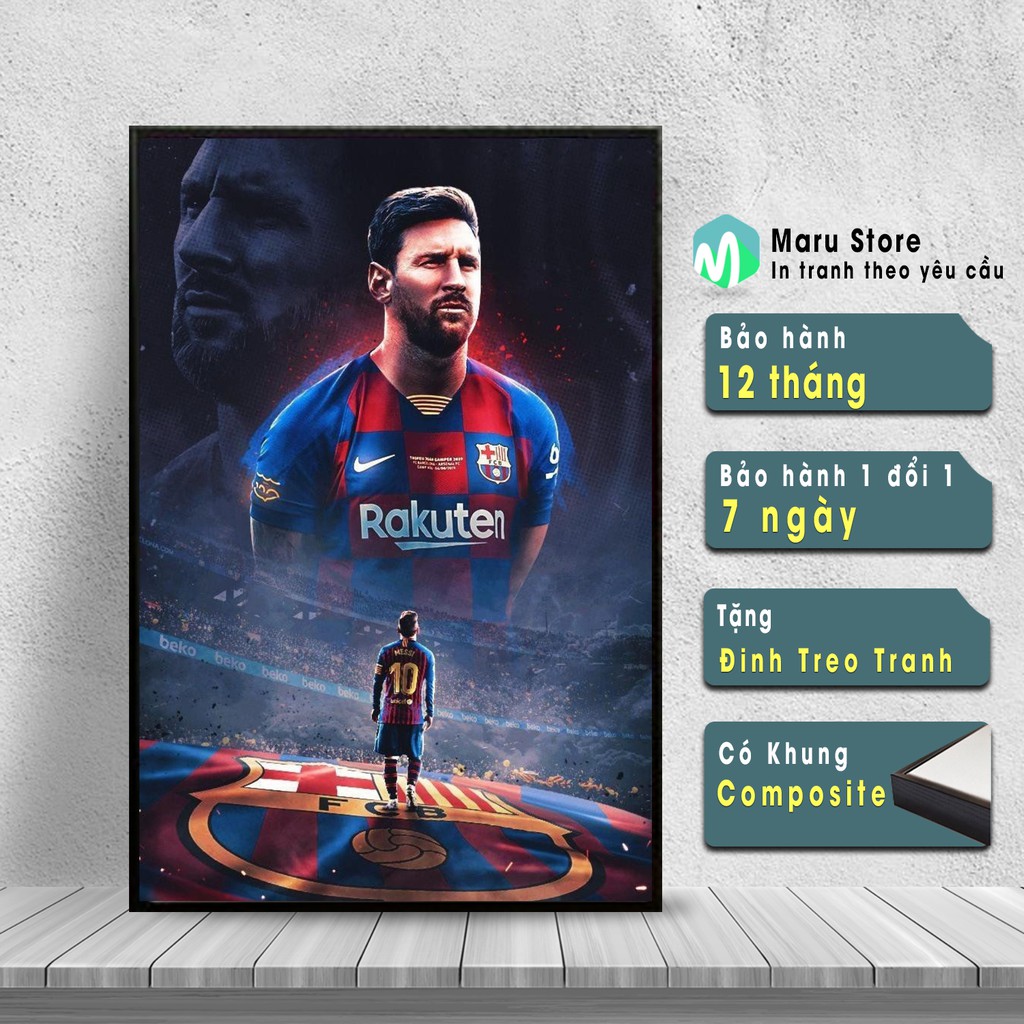 Tranh Cầu Thủ Bóng Đá Messi Treo Tường, Trang Trí Phòng, Có Khung Composite