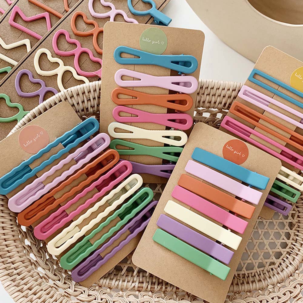 Bộ Kẹp Tóc Màu Trơn Thiết Kế Đơn Giản Cho Nữ