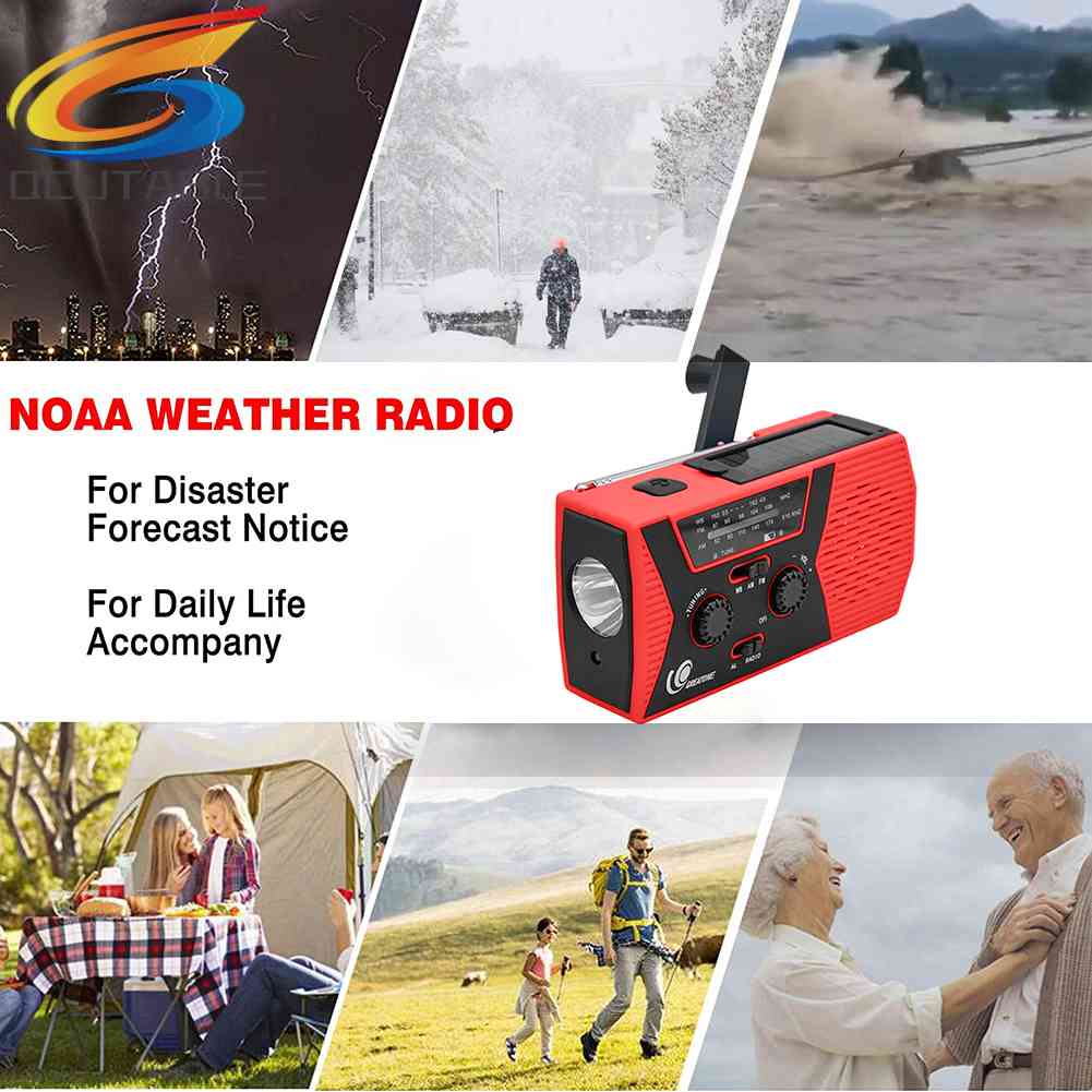 Radio Năng Lượng Mặt Trời Có Tay Quay NOAA / AM / FM