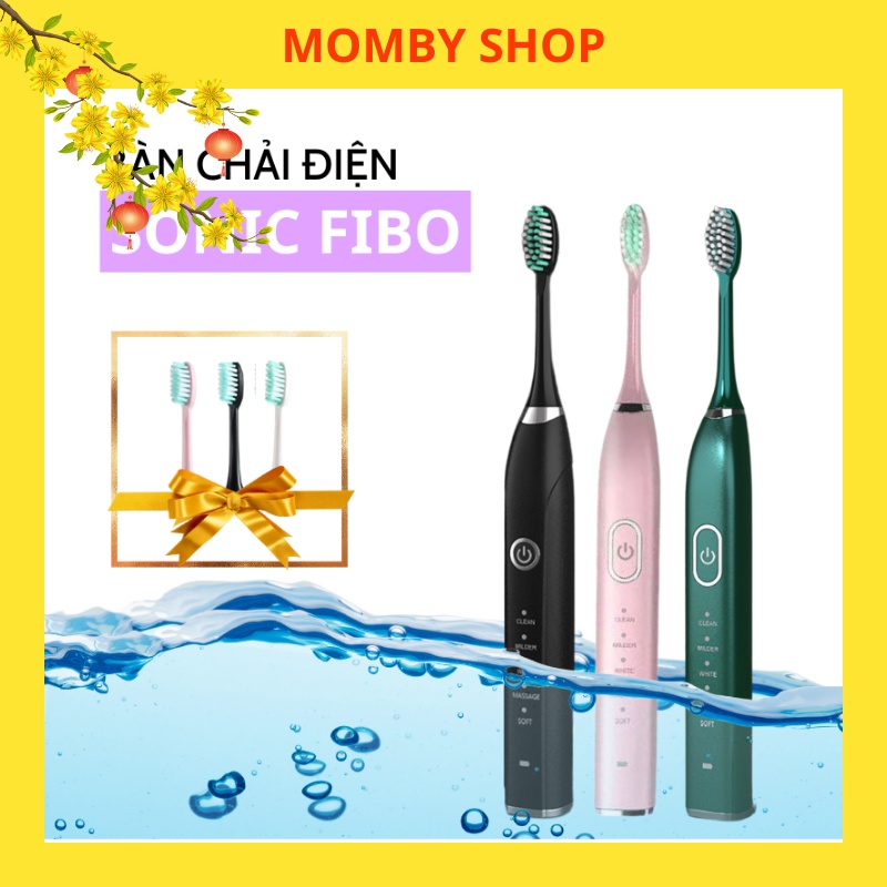 Bàn chải đánh răng điện cao cấp SONIC FIBO, bàn chải điện cho người lớn công nghệ Châu Âu 05 chế độ, bảo hành 06 tháng