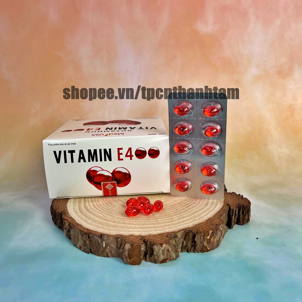 Viên uống VITAMINE ĐỎ bổ sung vitamin E giúp làm đẹp da, trắng da, hồi phục da nhăn nheo- Hộp 100 viên