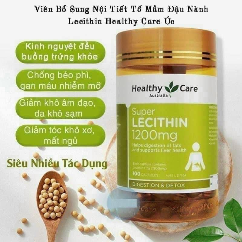 Mầm đậu nành Healthy Care Lecithin 1200mg nhập khẩu úc