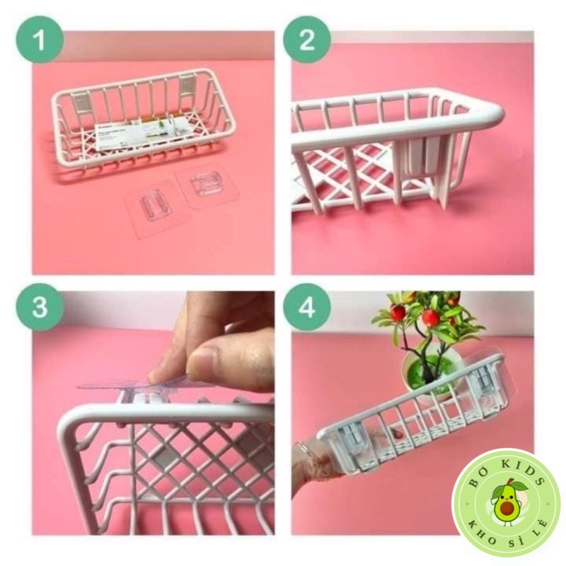 Khay caro dán tường Việt Nhật , Khay đựng đồ nhà tắm nhà bếp đa năng