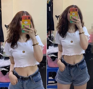 ÁO CROPTOP THÊU HOA CÚC
