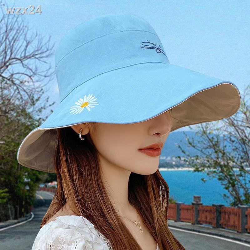 phiên bản Hàn Quốc mũ chống nắng hai mặt nữ hoang dã mới, ngư dân hoa cúc nhỏ, to che xuân hè Nhật