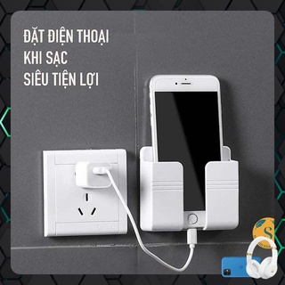 Kệ dán tường để điện thoại, remote , Sạc điện thoại thiết kế treo tường