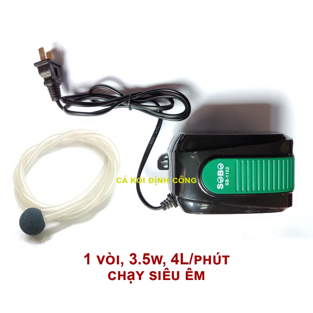 Máy Sục oxy bể cá, máy sủi oxy SOBO SB-1102 1 vòi - Chạy siêu êm