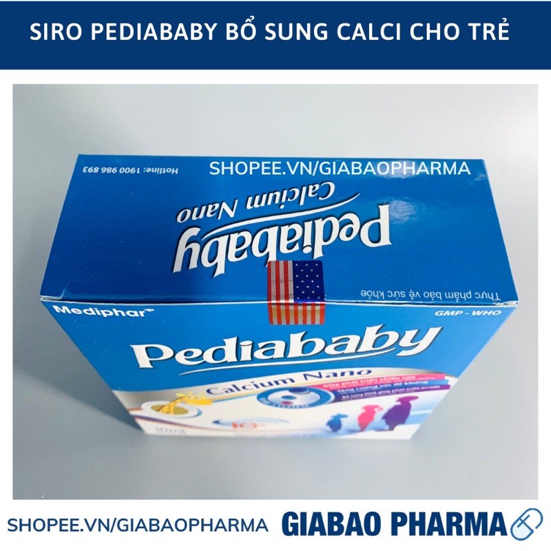Siro PEDIABABY bổ sung calci cho trẻ, cải thiện tình trạng còi xương ở bé – Hộp 20 ống | Thế Giới Skin Care