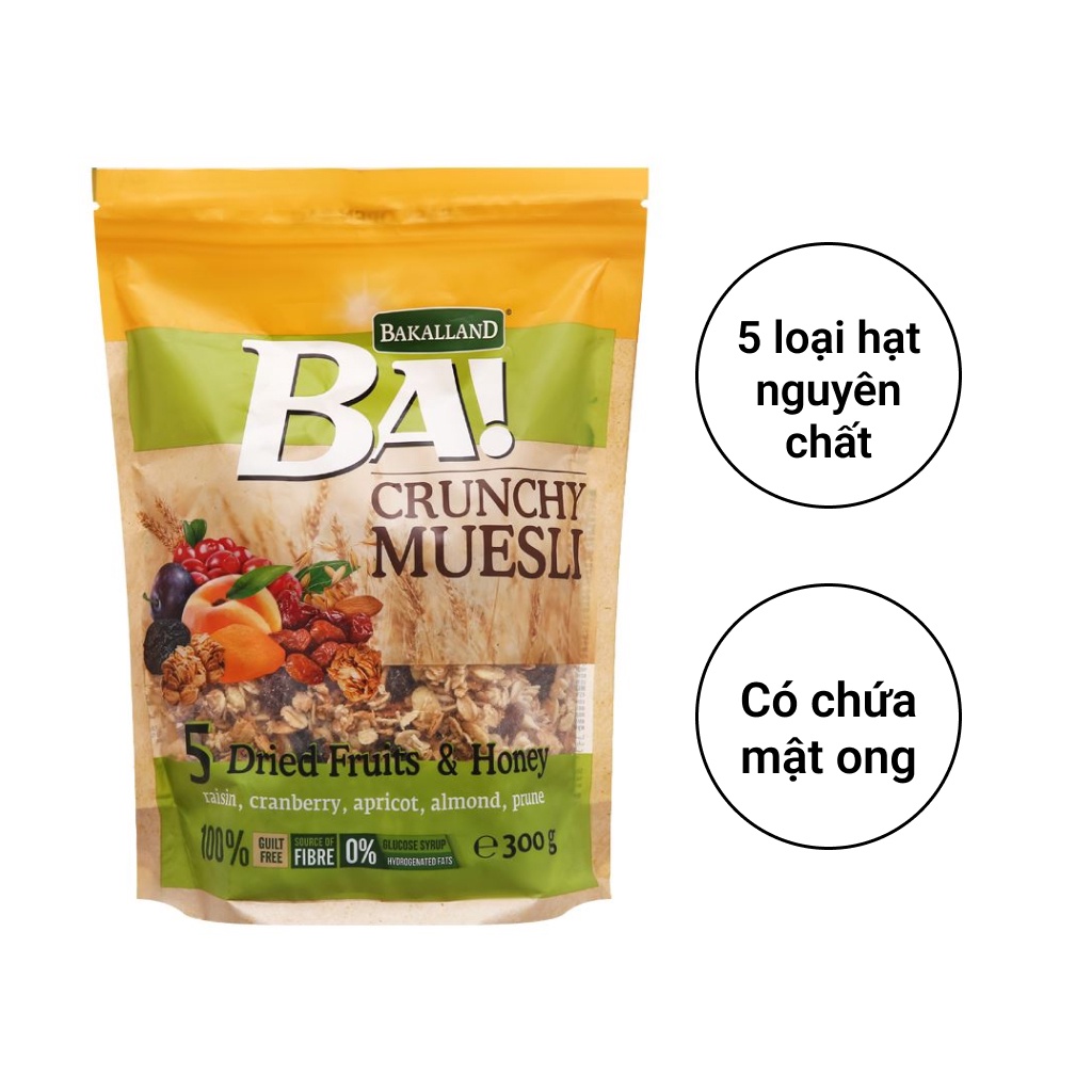 Ngũ Cốc Bakalland Muesli - Túi Zip 300G (5 loại)