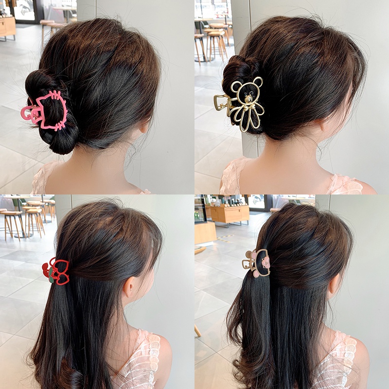 Kẹp Tóc Cỡ Lớn Chống Trượt Hình Động Vật Dễ Thương Phong Cách Hàn Quốc