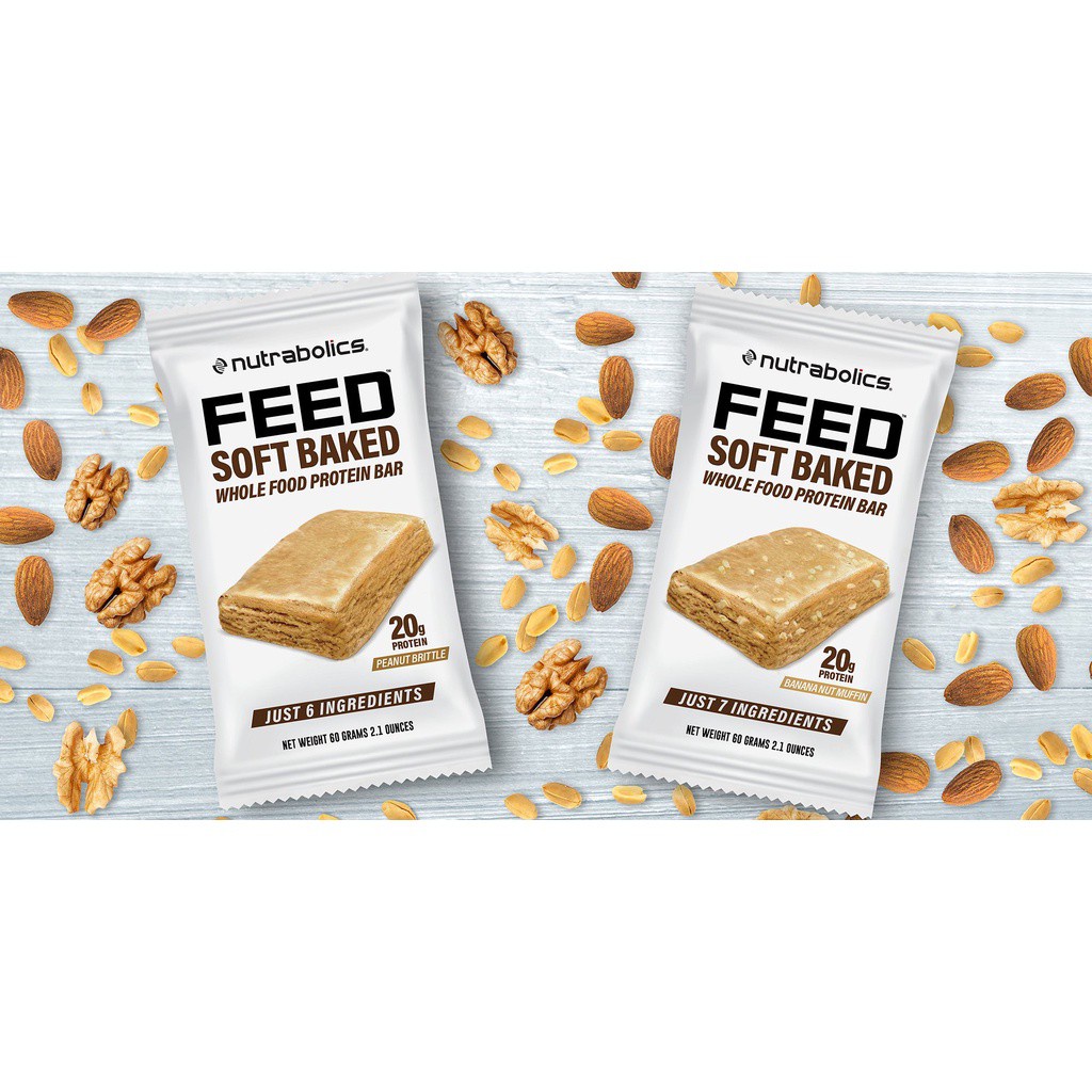 Bánh Bar Bánh Protein Thay Thế Bữa Phụ NUTRABOLICS FEED SOFT BAKED 60 Gram 1 Thanh Lẻ