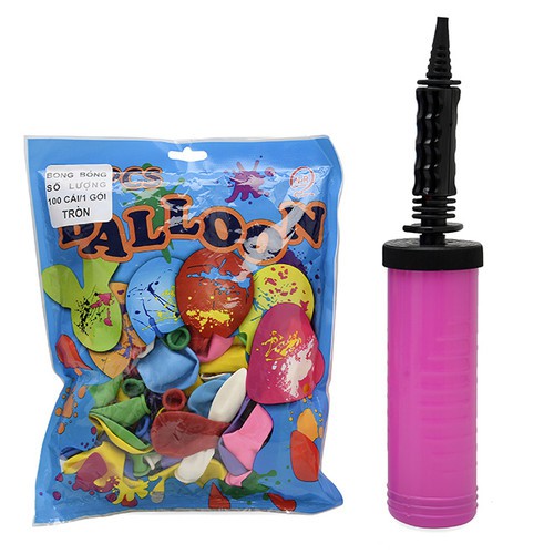 Combo 100 bong bóng tim loại lớn kèm ống bơm loại đại - BX1029