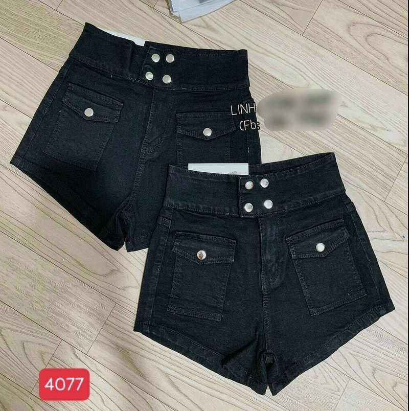 Quần Short Jean, Short Bò Nữ ❤️FREESHIP❤️ Quần Đùi Nữ lưng cao phối túi hộp kết hợp 4 nút siêu xinh A-T Fashion-QSJN4077