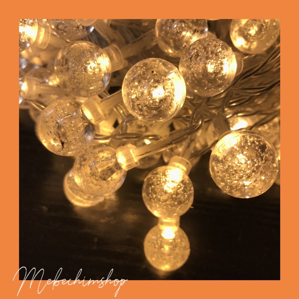 Dây đèn pha lê 5m 20 bóng đèn 1,6cm ánh sáng vàng trang trí nhà cửa DL01