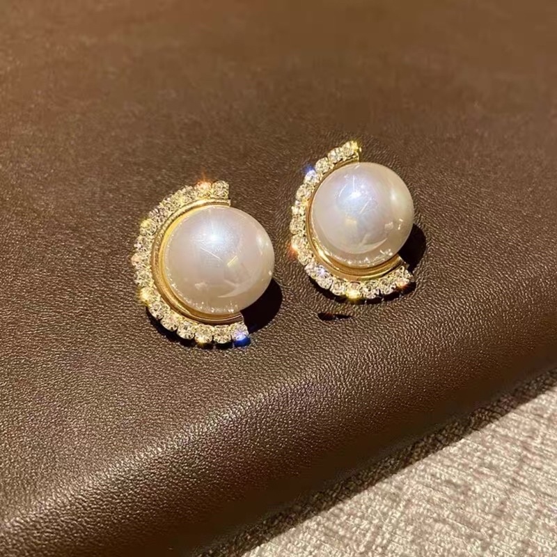 bông tai bất đối xứng hình tròn, khuyên tai đính đá phong cách hàn quốc