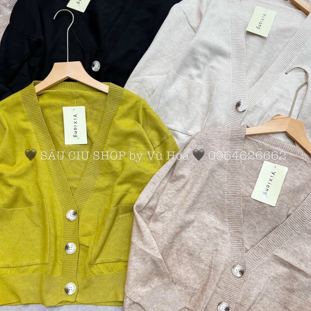 CARDIGAN, ÁO KHOÁC LEN 3 CÚC, DÀI TAY, CỔ V, TÚI NỔI 2 BÊN, BO VIỀN VÀ CẠP ÁO  DÁNG TRƠN BASIC, HÀNG QC LOẠI 1