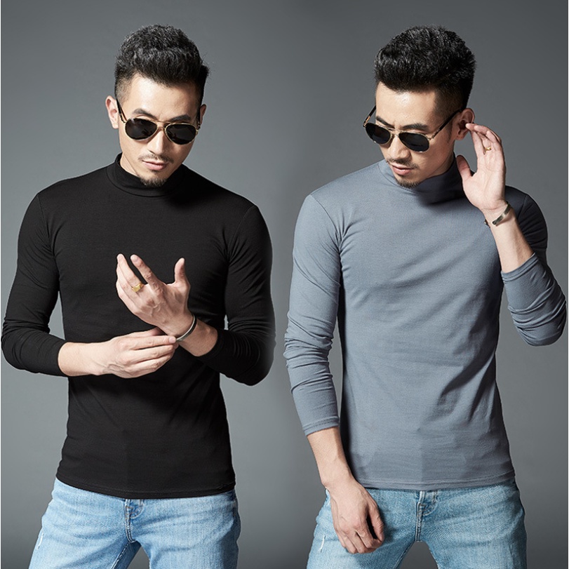Áo giữ nhiệt nam cao cổ, áo thun thu đông nam cổ lọ cotton ấm áp.