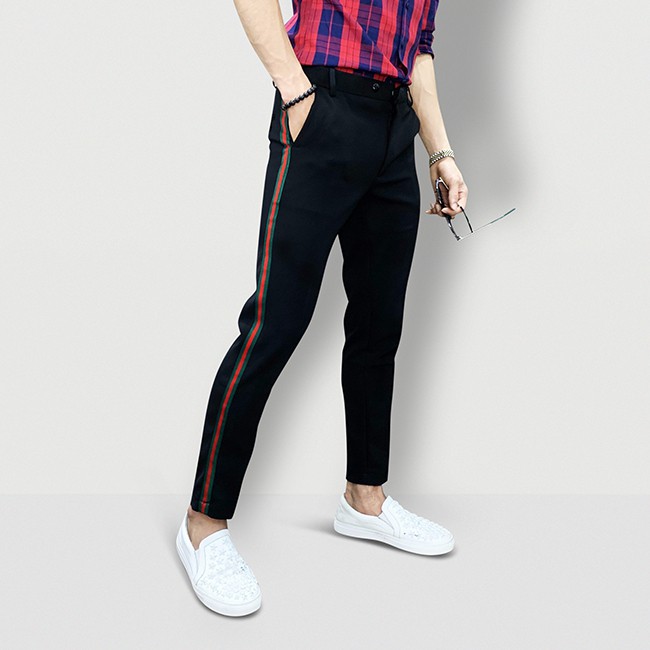 Quần Âu Nam Phối Họa Tiết BAT Store Chất Liệu Vải Co Giãn Logo Gắn Kimsa Trẻ Trung