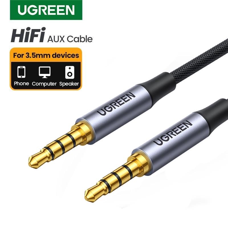 Dây AV 2 đầu giắc 3.5mm kết nối Microphone, đầu Mạ Vàng, vỏ bện vải dây mềm Cao Cấp UGREEN AV183 20497 20782 20785 Chính